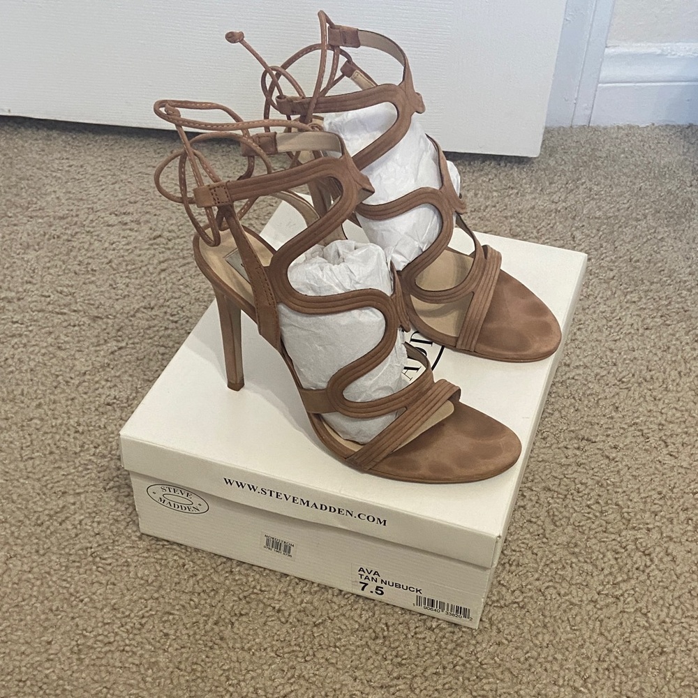 Steve Madden Tan Strappy Heels